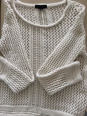 Sanctuary Cream Open-Weave Scoop Neck Sweater